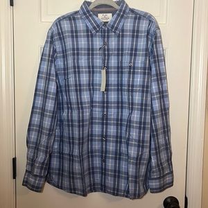 Flag & Anthem Shirt Blue Plaid Long Sleeve Shirt XL NWT